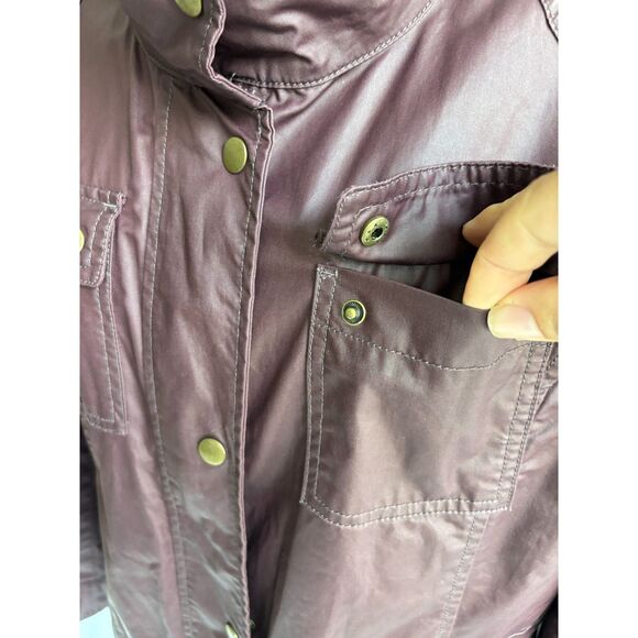 Banana Republic Waxed Burgundy Light Jacket Size S Utility Cotton Retro 90s 80s - Picture 8 of 12
